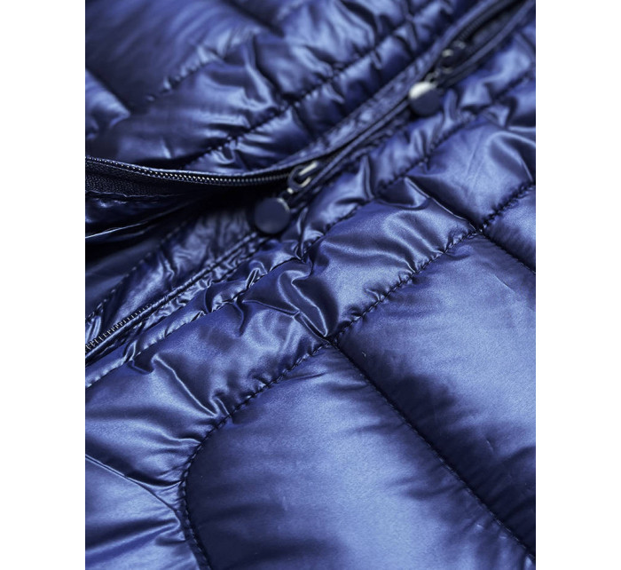 Tmavě modrá dámská plus size bunda pro přechodné období (7724PLUS)