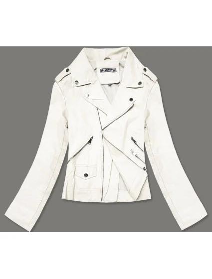 Bílá dámská bunda ramoneska model 18059247 - Forget me not FASHION Bílá dámská bunda ramoneska model 18059247 - Forget me not FASHION