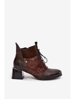 model 21712117 kožené kotníčkové boty na podpatku vyhřívané čokoládové - Zazoo model 21712117 kožené kotníčkové boty na podpatku vyhřívané čokoládové - Zazoo