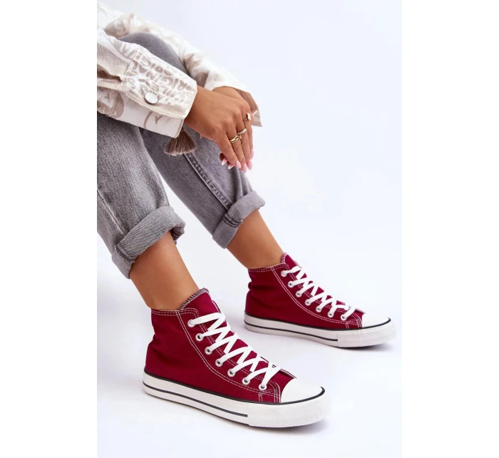 Dámské Klasické Vysoké Tenisky Bordó Remos Dámské Klasické Vysoké Tenisky Bordó Remos