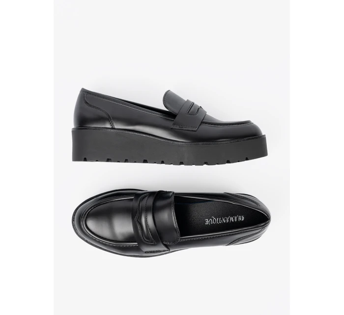 Trendy  mokasíny dámské černé platforma