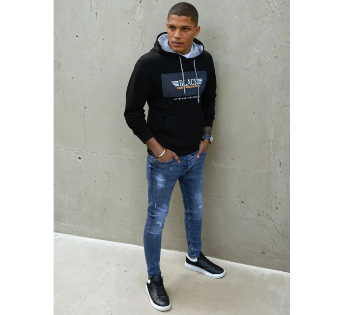 Pánská mikina s potiskem černá Dstreet BX5383 Pánská mikina s potiskem černá Dstreet BX5383