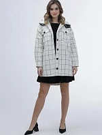 Dámské kostkované košilové sako v barvě ecru (AG3-1813)