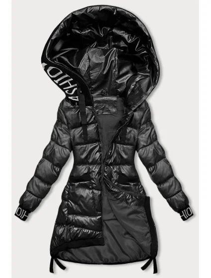 Černá dámská zimní bunda se stahovacími lemy (5M3188-392)