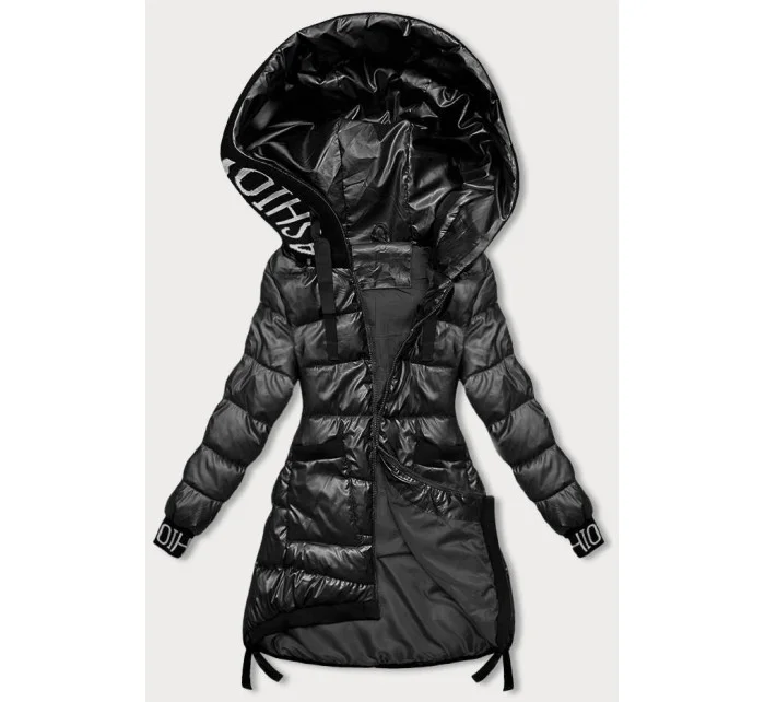 Černá dámská zimní bunda se stahovacími lemy (5M3188-392)
