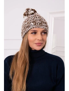Fleecová čepice Fiona K275 bílá+hnědá