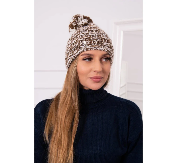 Fleecová čepice Fiona K275 bílá+hnědá Fleecová čepice Fiona K275 bílá+hnědá