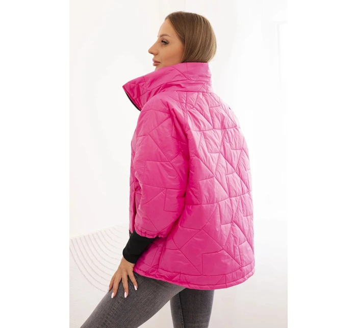 Dámská prošívaná bunda s krátkým střihem a stojáčkem růžová