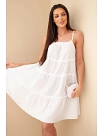 Dámské bavlněné šaty na ramínka s volánky bílá