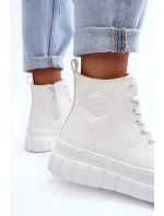 Ocieplané Kožené Tenisky Na Zip Big Star MM274624 Bílé