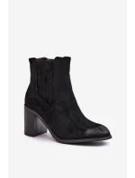 Zateplené dámské boty na podpatku eko semiš černé model 21674304 - Boto Zateplené dámské boty na podpatku eko semiš černé model 21674304 - Boto