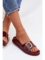 Dámské pantofle s zlatou sponou bordové Rosivana