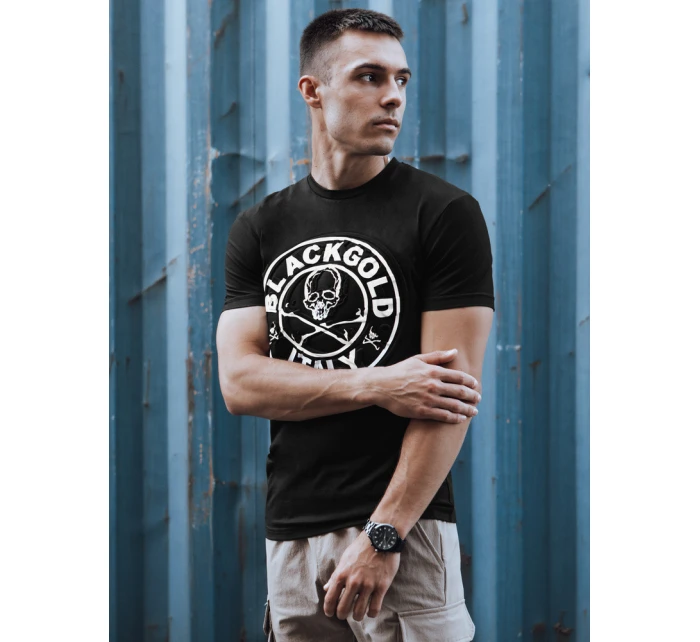 Pánské tričko s potiskem černé FashionStreet RX5584