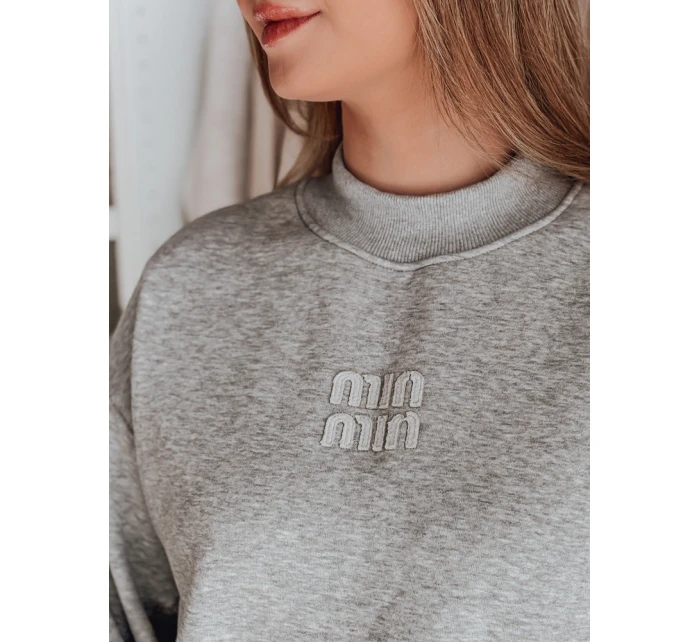 Dámská oversize mikina s nášivkou LOVASON šedá FashionStreet BY1419