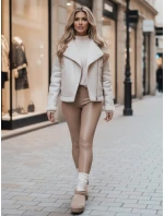 Dámská semišová bunda SOFTSTILL s ovčí kůží bílá FashionStreet TY4748z
