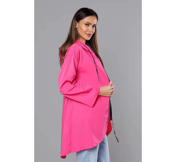 Růžový tenký asymetrický dámský přehoz přes oblečení model 18001565 - S'WEST Růžový tenký asymetrický dámský přehoz přes oblečení model 18001565 - S'WEST