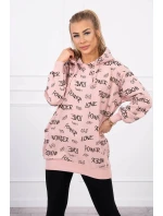 Mikina s nápisy tmavě pudrově růžová