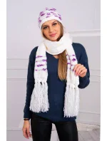 Dámská souprava se šátkem Anika K304 ecru+violet Dámská souprava se šátkem Anika K304 ecru+violet