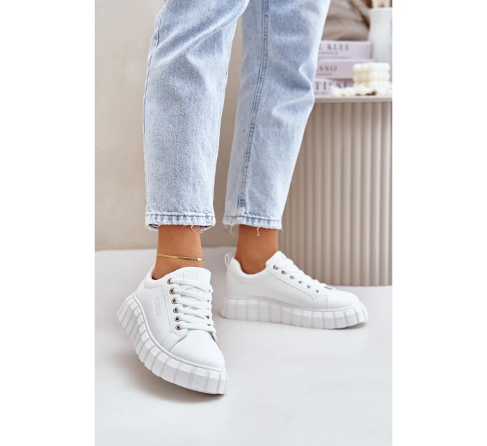 Zateplené Dámské Sneakersy Big Star MM274616 Bílé Zateplené Dámské Sneakersy Big Star MM274616 Bílé