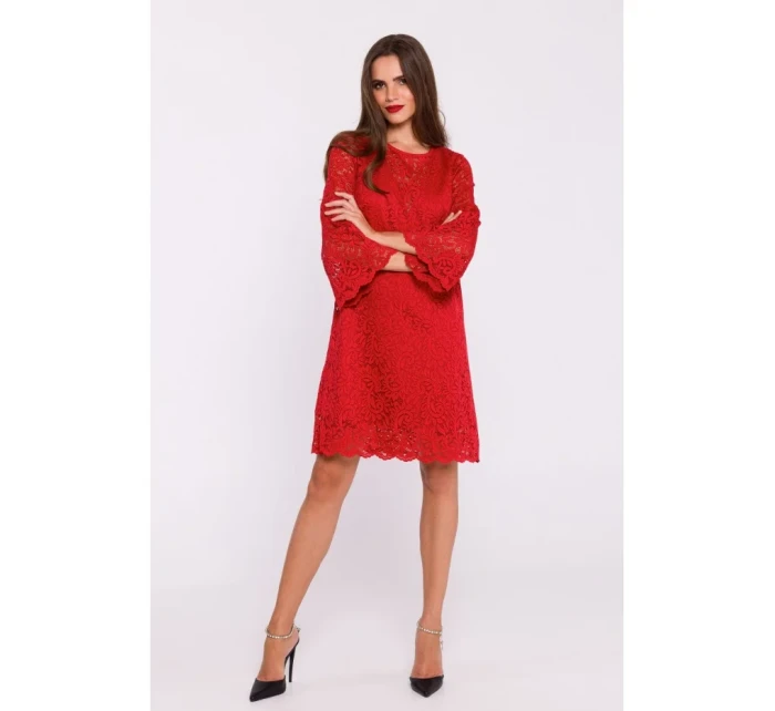 Krajkové šaty ve tvaru  červené model 20531302 - STYLOVE