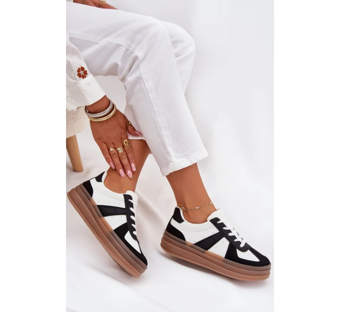 Dámské tenisky na platformě – bílo-černé