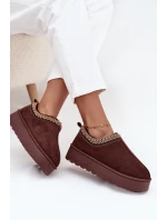 Dámské nízké sněhule Taliah na platformě s vyšíváním – čokoládové Dámské nízké sněhule Taliah na platformě s vyšíváním – čokoládové