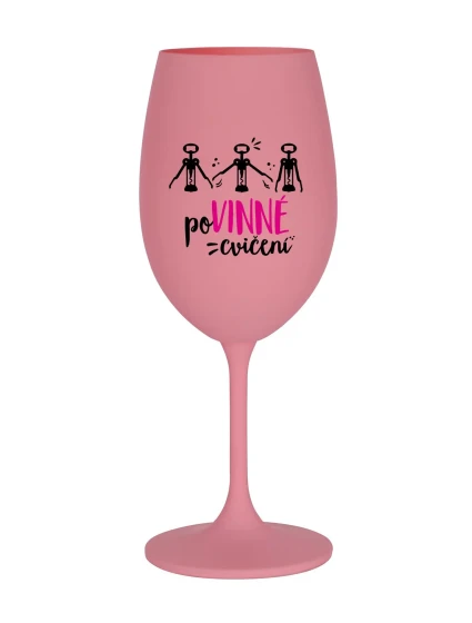 POVINNÉ CVIČENÍ - růžová sklenice na víno 350 ml POVINNÉ CVIČENÍ - růžová sklenice na víno 350 ml