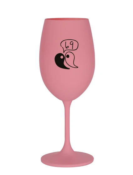 69 - růžová sklenice na víno 350 ml