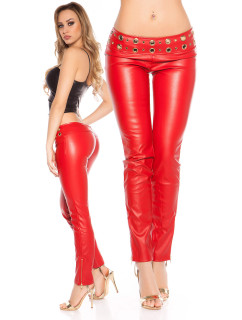 Sexy lowcut-Skinny-Pants in leatherlook with studs