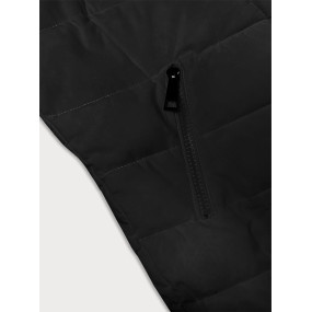Černá dámská prošívaná zimní bunda s kapucí LHD (2M-057)