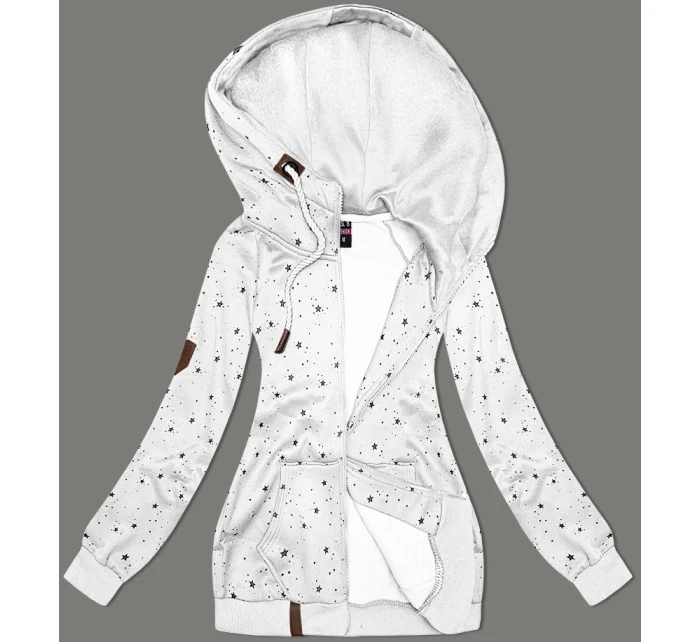 Světle šedá dámská mikina s kapucí a se vzorem model 21308812 - 6&8 Fashion