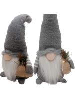 DEKORATIVNÍ PLYŠOVÝ TRPASLÍK LED 38CM ŠEDÝ