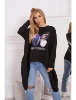 Oversize halenka s potiskem černá Oversize halenka s potiskem černá