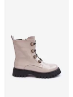 Dámské zateplené boty s ozdobnými knoflíky D&A MR870-51 Světle béžová