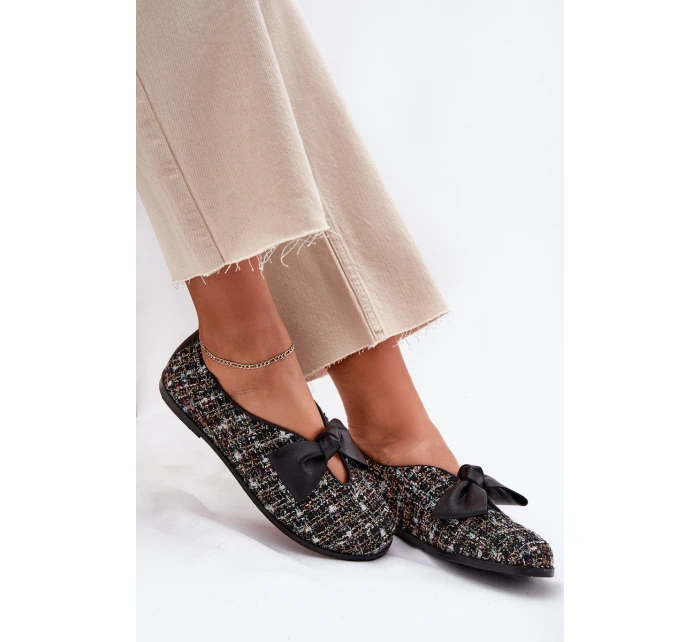 Kožené Baletky S Mašlí model 21695709 Černé - Laura Messi Kožené Baletky S Mašlí model 21695709 Černé - Laura Messi