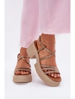 Dámské kožené sandály model 21701942 zlaté - Maciejka Dámské kožené sandály model 21701942 zlaté - Maciejka