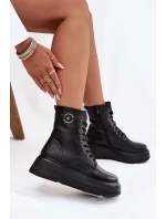 Dámské workery s podšívkou na platformě s ozdobným detailem  Černé model 21708513 - VINCEZA