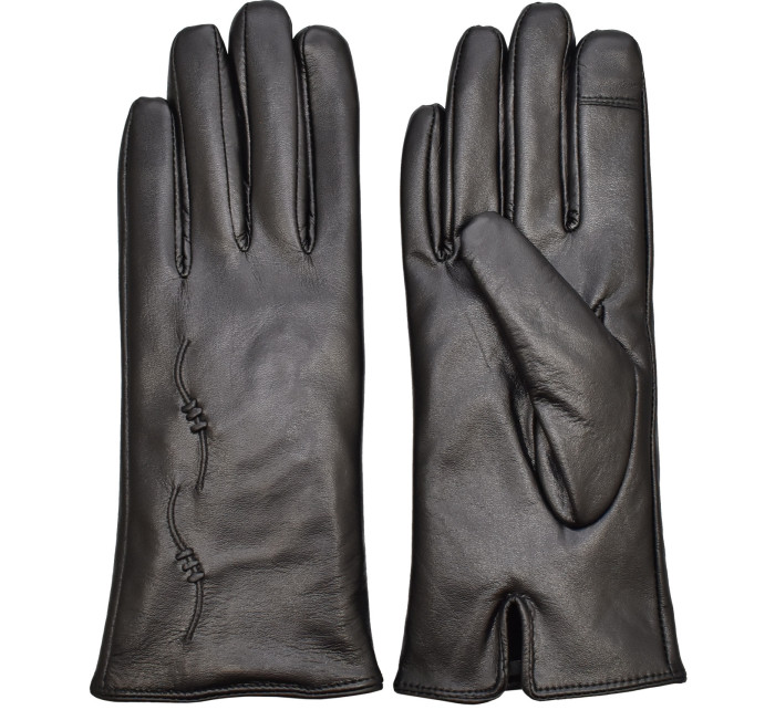Dámské kožené antibakteriální rukavice model 16627229 Black - Semiline