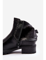 Dámské chelsea boty s nízkým shaftem a plochým podpatkem, Black Kassona