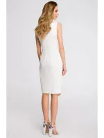Pouzdrové šaty bez rukávů model 21196088 ecru - STYLOVE