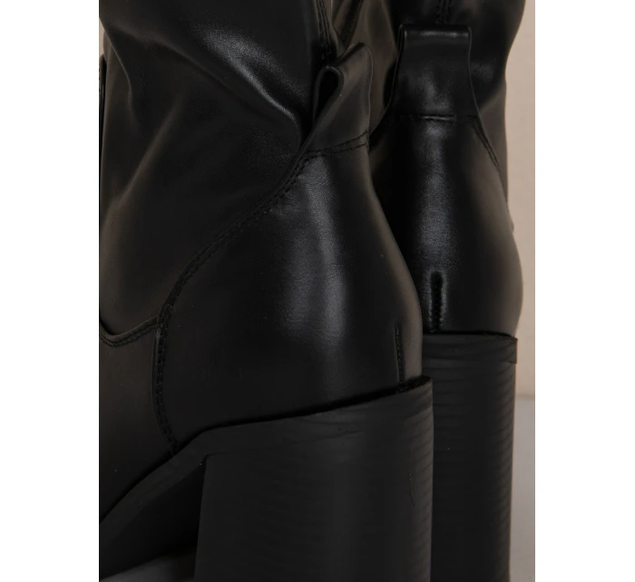 Dámské černé kozačky na podpatku FashionStreet ZY1334