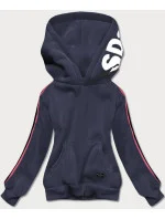 Tmavě modrá sportovní dámská mikina s lampasy (26015) Tmavě modrá sportovní dámská mikina s lampasy (26015)