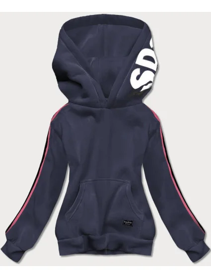 Tmavě modrá sportovní dámská mikina s lampasy (26015) Tmavě modrá sportovní dámská mikina s lampasy (26015)