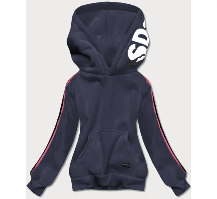 Tmavě modrá sportovní dámská mikina s lampasy (26015) Tmavě modrá sportovní dámská mikina s lampasy (26015)