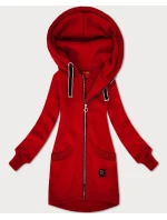 Červená dámská mikina se svetrovými vsadkami LHD (AMG-172A) Červená dámská mikina se svetrovými vsadkami LHD (AMG-172A)