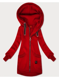 Červená dámská mikina se svetrovými vsadkami LHD (AMG-172A)