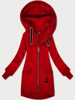 Červená dámská mikina se svetrovými vsadkami LHD (AMG-172A)