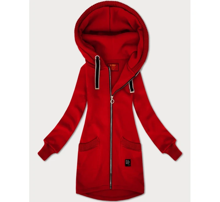 Červená dámská mikina se svetrovými vsadkami LHD (AMG-172A) Červená dámská mikina se svetrovými vsadkami LHD (AMG-172A)