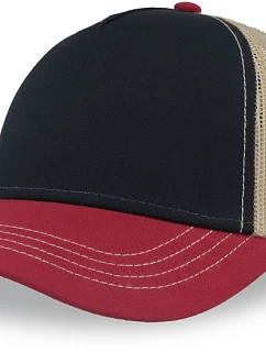Atlantis Headwear Rapper Canvas-S 5 panelová Trucker kšiltovka 33.0234 navy/burgundy/khaki