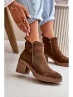 Zateplené Dámské Boty Na Podpatku Z Tmavě Hnědé model 21667446 - Boto Zateplené Dámské Boty Na Podpatku Z Tmavě Hnědé model 21667446 - Boto